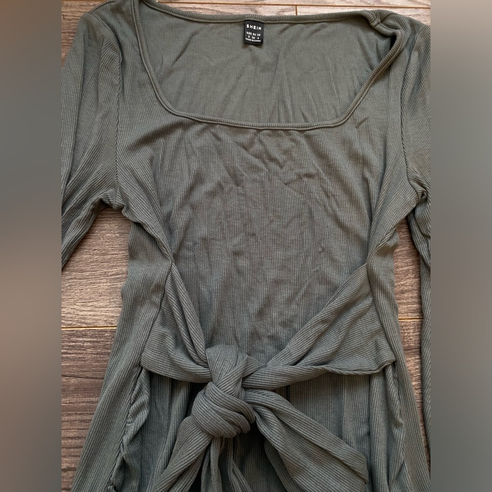 Maternity green mid length maternity dress long sleeve, super comfy size small - Picture 4 of 6